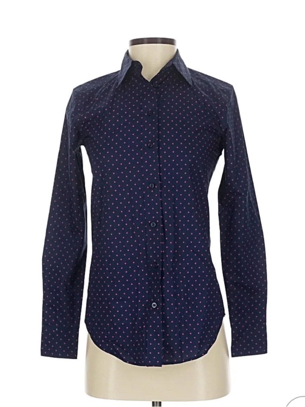 Lauren Ralph Lauren Navy -Green Polka Dot Shirt – Size M, European Style